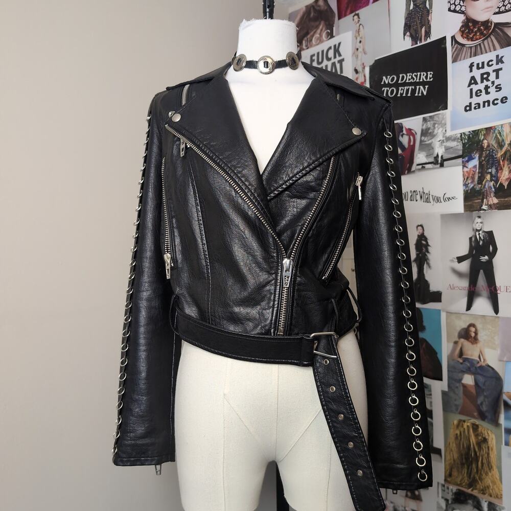 O-Ring Sleeve Detail Moto Jacket Edgy